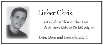 Traueranzeige von Chris  von Pegnitz-Zeitung